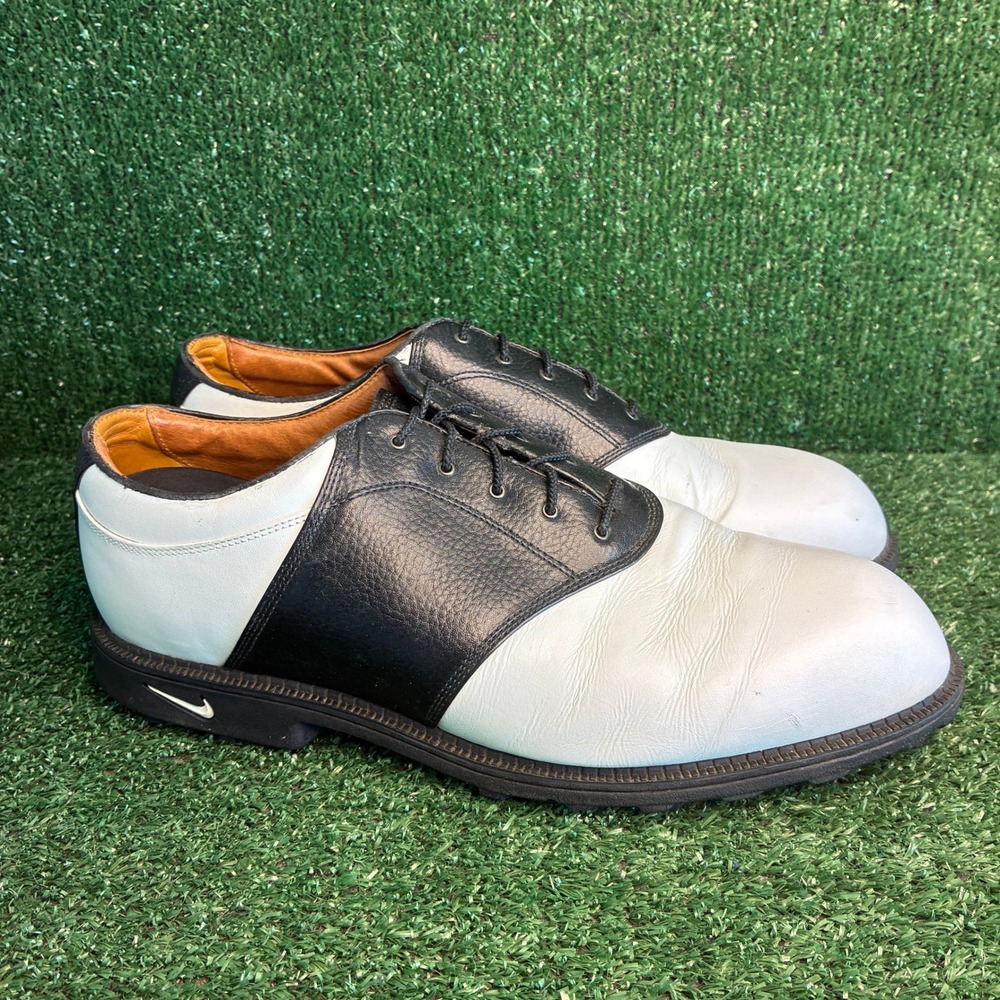 Nike Air Kempshall Last Vintage Leather Golf Shoes Black White Mens Sz 12W Wide